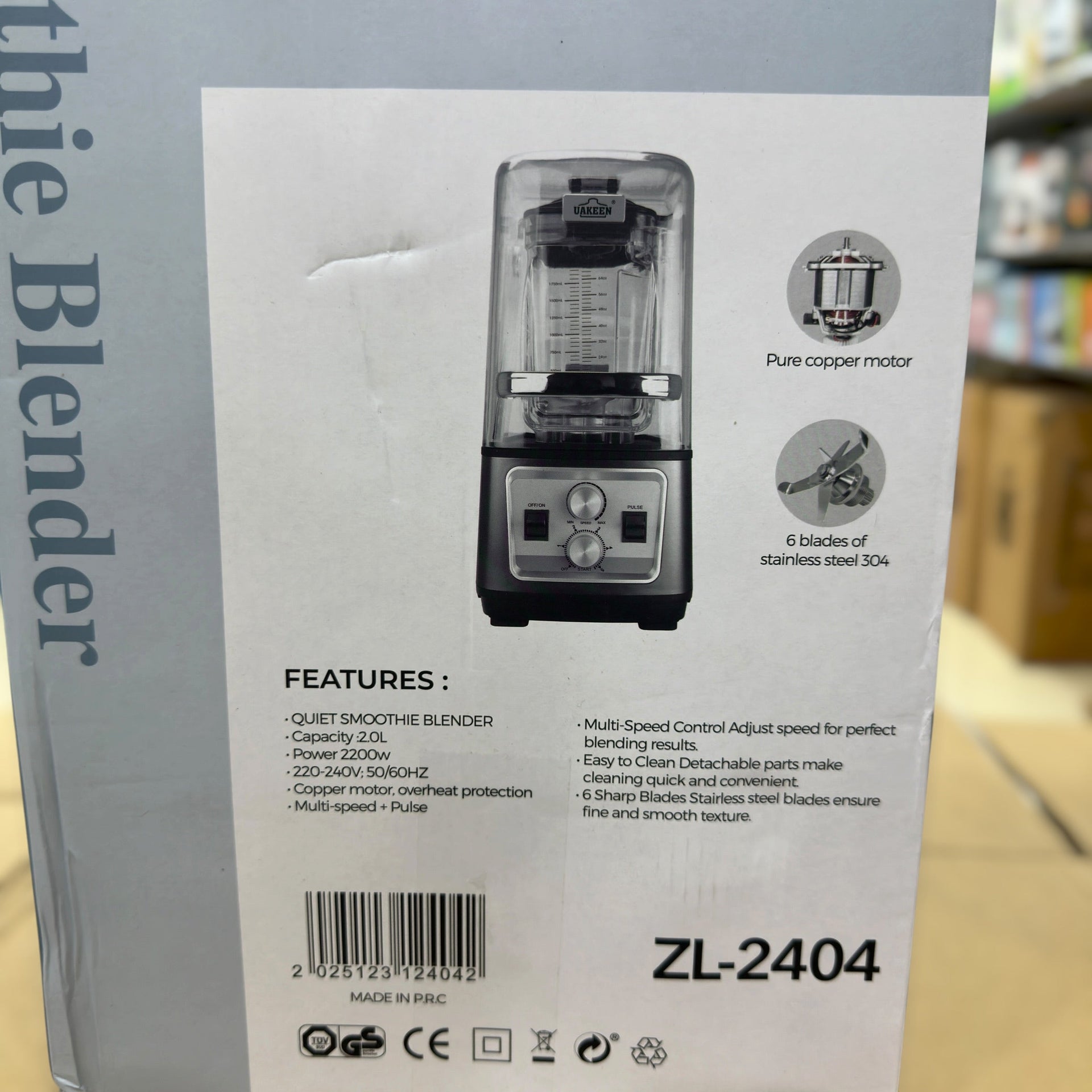 Uakeen 2L Quiet Smoothie Blender ZL-2404