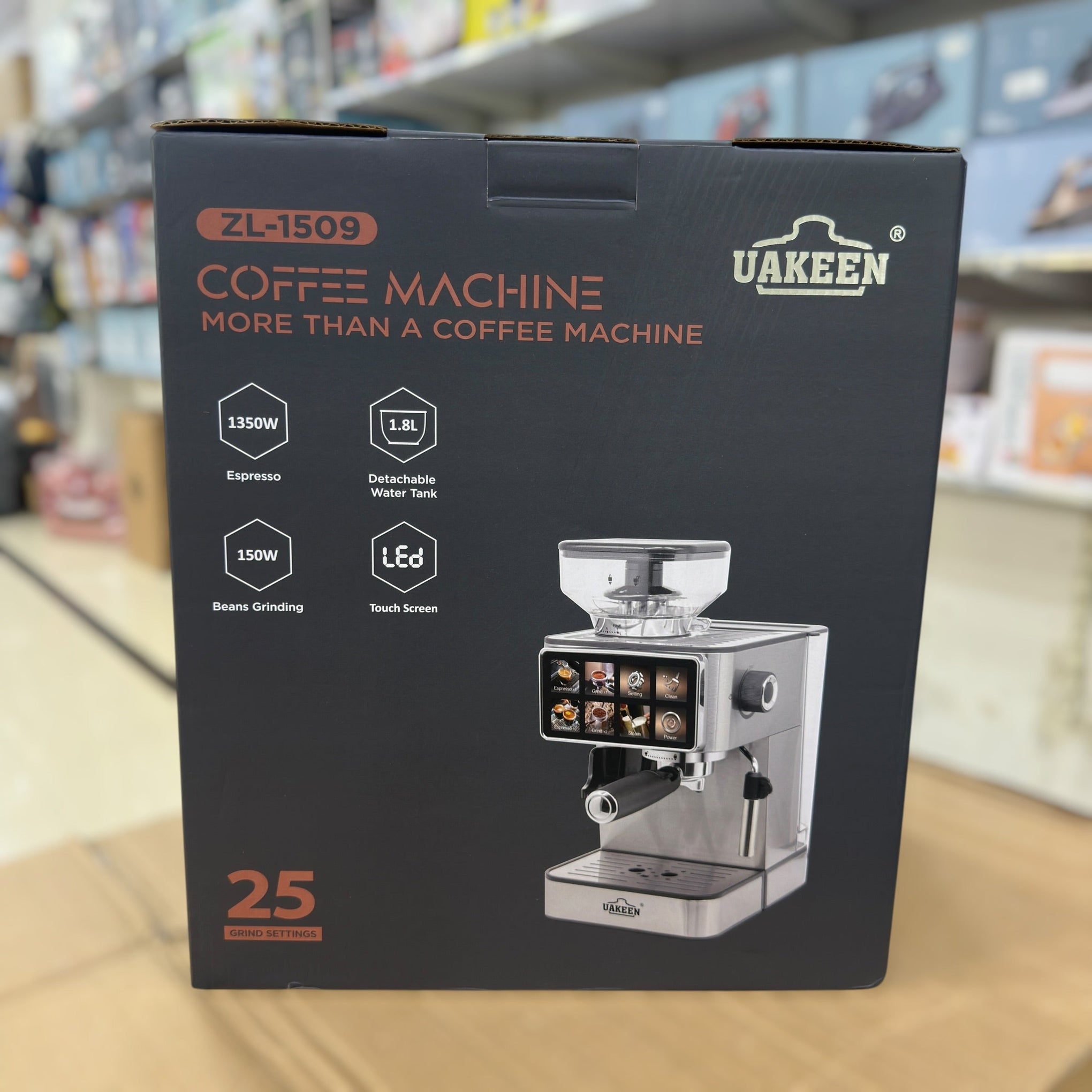 Uakeen Espresso Coffee Machine with Grinder ZL-1509