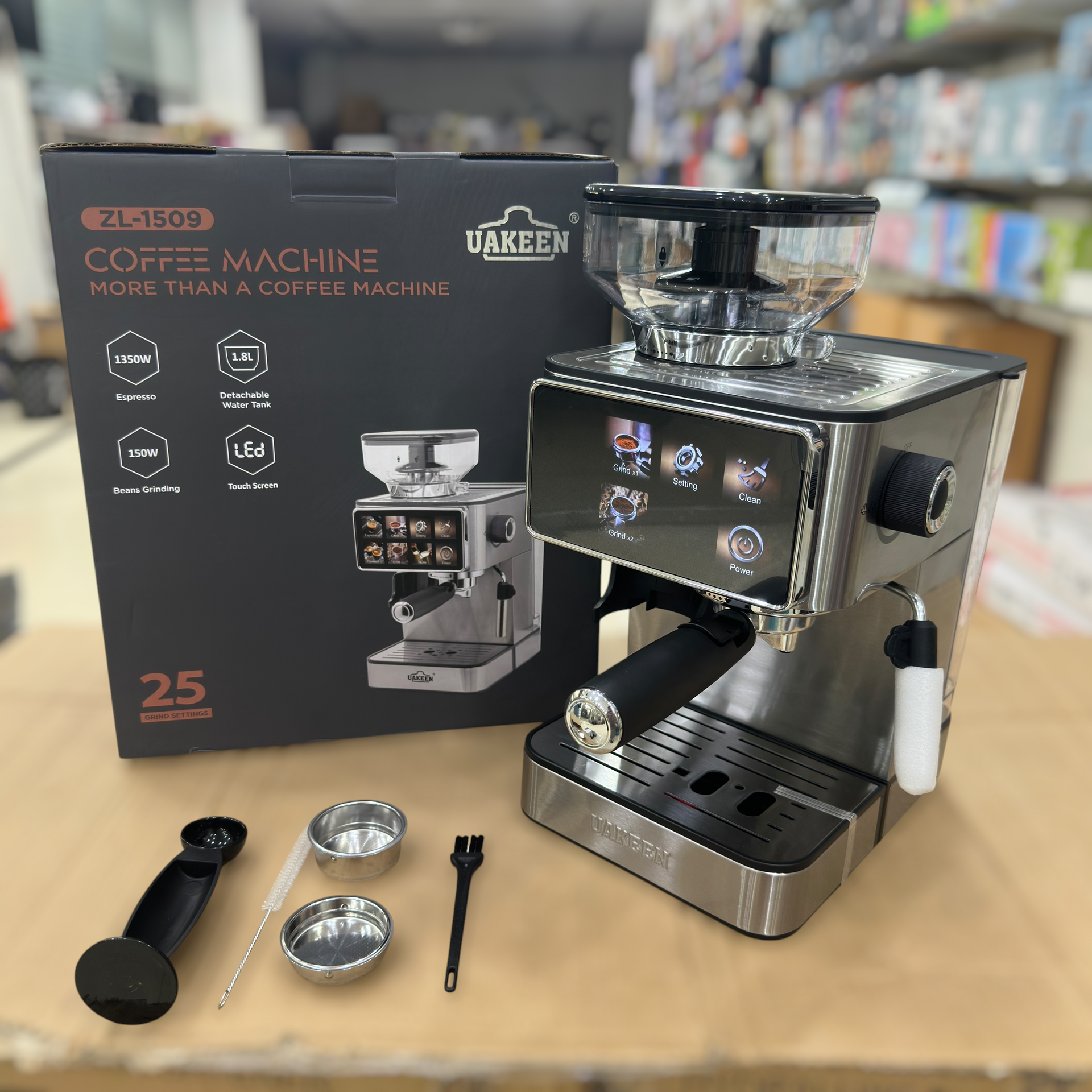 Uakeen Espresso Coffee Machine with Grinder ZL-1509
