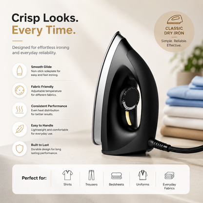 Classic Dry Iron with Non-Stick Soleplate