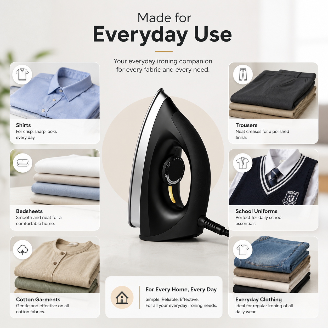 Classic Dry Iron with Non-Stick Soleplate