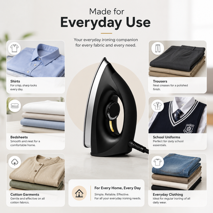 Classic Dry Iron with Non-Stick Soleplate